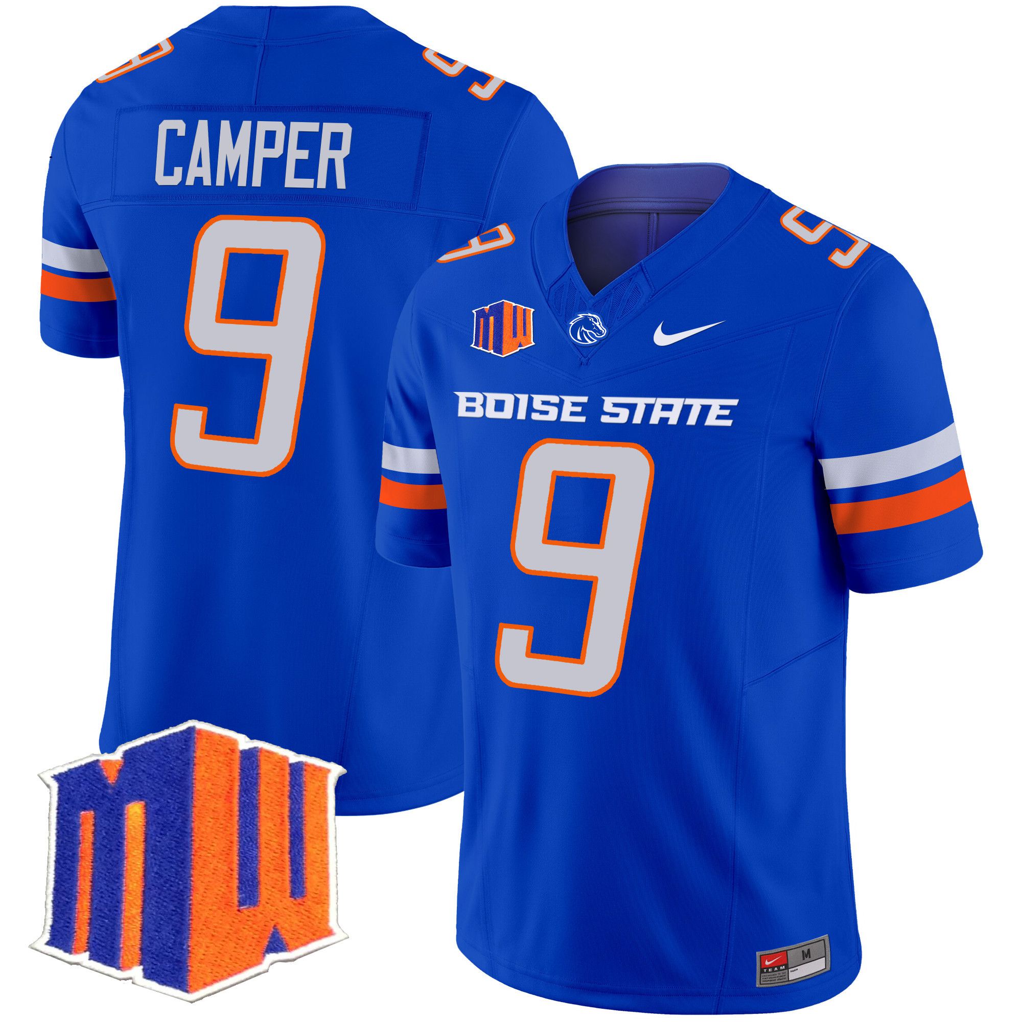 Men Boise State Broncos #9 Camper Blue Nike 2024 Vapor Limited NCAA Jersey style 1->customized ncaa jersey->Custom Jersey